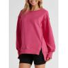 imageSHEWIN Womens Oversized Reverse Seam Sweatshirt Casual Long Sleeve Crewneck Lightweight Pullover Tops Loose SweatshirtsA Rose