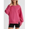 imageSHEWIN Womens Oversized Reverse Seam Sweatshirt Casual Long Sleeve Crewneck Lightweight Pullover Tops Loose SweatshirtsA Rose