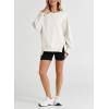 imageSHEWIN Womens Oversized Reverse Seam Sweatshirt Casual Long Sleeve Crewneck Lightweight Pullover Tops Loose SweatshirtsA White
