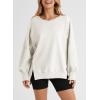 imageSHEWIN Womens Oversized Reverse Seam Sweatshirt Casual Long Sleeve Crewneck Lightweight Pullover Tops Loose SweatshirtsA White
