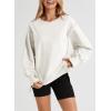 imageSHEWIN Womens Oversized Reverse Seam Sweatshirt Casual Long Sleeve Crewneck Lightweight Pullover Tops Loose SweatshirtsA White