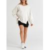 imageSHEWIN Womens Oversized Reverse Seam Sweatshirt Casual Long Sleeve Crewneck Lightweight Pullover Tops Loose SweatshirtsA White
