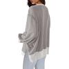 imageSHEWIN Womens Oversized Reverse Seam Sweatshirt Casual Long Sleeve Crewneck Lightweight Pullover Tops Loose SweatshirtsColor Block Grey