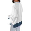 imageSHEWIN Womens Oversized Reverse Seam Sweatshirt Casual Long Sleeve Crewneck Lightweight Pullover Tops Loose SweatshirtsColor Block White