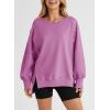 imageSHEWIN Womens Oversized Reverse Seam Sweatshirt Casual Long Sleeve Crewneck Lightweight Pullover Tops Loose SweatshirtsN Pink Purple