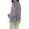 imageSHEWIN Womens Oversized Reverse Seam Sweatshirt Casual Long Sleeve Crewneck Lightweight Pullover Tops Loose SweatshirtsStrpied Purple