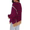 imageSHEWIN Womens Oversized Reverse Seam Sweatshirt Casual Long Sleeve Crewneck Lightweight Pullover Tops Loose SweatshirtsStrpied Red