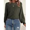 imageSHEWIN Womens Sweaters 2024 Casual Crewneck Long Sleeve Lightweight Checkered Knit Knit Pullover Sweater TopsB Dark Green