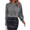 imageSHEWIN Womens Sweaters 2024 Casual Crewneck Long Sleeve Lightweight Checkered Knit Knit Pullover Sweater TopsGray