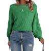 imageSHEWIN Womens Sweaters 2024 Casual Crewneck Long Sleeve Lightweight Checkered Knit Knit Pullover Sweater TopsGreen
