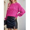 imageSHEWIN Womens Sweaters 2024 Casual Crewneck Long Sleeve Lightweight Checkered Knit Knit Pullover Sweater TopsRose Red