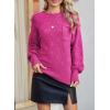 imageSHEWIN Womens Sweaters 2024 Casual Crewneck Long Sleeve Lightweight Checkered Knit Knit Pullover Sweater TopsRose Red