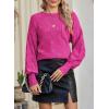 imageSHEWIN Womens Sweaters 2024 Casual Crewneck Long Sleeve Lightweight Checkered Knit Knit Pullover Sweater TopsRose Red