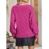 imageSHEWIN Womens Sweaters 2024 Casual Crewneck Long Sleeve Lightweight Checkered Knit Knit Pullover Sweater TopsRose Red