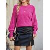 imageSHEWIN Womens Sweaters 2024 Casual Crewneck Long Sleeve Lightweight Checkered Knit Knit Pullover Sweater TopsRose Red