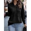 imageSHEWIN Womens Sweatshirt Casual Long Sleeve Lightweight Sweatshirts Button Loose Pullover TopsB Black