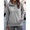 imageSHEWIN Womens Sweatshirt Casual Long Sleeve Lightweight Sweatshirts Button Loose Pullover TopsB Gray