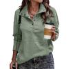 imageSHEWIN Womens Sweatshirt Casual Long Sleeve Lightweight Sweatshirts Button Loose Pullover TopsB Green