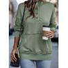 imageSHEWIN Womens Sweatshirt Casual Long Sleeve Lightweight Sweatshirts Button Loose Pullover TopsB Green
