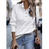 imageSHEWIN Womens Sweatshirt Casual Long Sleeve Lightweight Sweatshirts Button Loose Pullover TopsB White