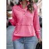 imageSHEWIN Womens Sweatshirt Casual Long Sleeve Lightweight Sweatshirts Button Loose Pullover TopsC Hot Pink