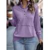 imageSHEWIN Womens Sweatshirt Casual Long Sleeve Lightweight Sweatshirts Button Loose Pullover TopsC Purple