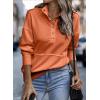 imageSHEWIN Womens Sweatshirt Casual Long Sleeve Lightweight Sweatshirts Button Loose Pullover TopsE Orange