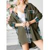 imageSHEWIN Womens Waffle Knit Plaid Shacket Boyfriend Button Down Shirt Jacket Loose Long Sleeve TopsB Green