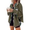 imageSHEWIN Womens Waffle Knit Plaid Shacket Boyfriend Button Down Shirt Jacket Loose Long Sleeve TopsB Green