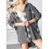 imageSHEWIN Womens Waffle Knit Plaid Shacket Boyfriend Button Down Shirt Jacket Loose Long Sleeve TopsB Grey