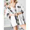 imageSHEWIN Womens Waffle Knit Plaid Shacket Boyfriend Button Down Shirt Jacket Loose Long Sleeve TopsB White