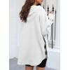 imageSHEWIN Womens Waffle Knit Plaid Shacket Boyfriend Button Down Shirt Jacket Loose Long Sleeve TopsB White