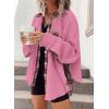 imageSHEWIN Womens Waffle Knit Plaid Shacket Boyfriend Button Down Shirt Jacket Loose Long Sleeve TopsC Hot Pink