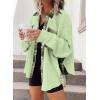 imageSHEWIN Womens Waffle Knit Plaid Shacket Boyfriend Button Down Shirt Jacket Loose Long Sleeve TopsC Light Green