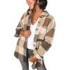 imageSHEWIN Womens Long Sleeve Plaid Shirts Flannel Lapel Button Down Shacket Jacket CoatsA Khaki