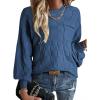 imageSHEWIN Womens Sweaters 2024 Casual Crewneck Long Sleeve Lightweight Checkered Knit Knit Pullover Sweater TopsDark Blue