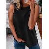 imageBiucly Womens Summer Crewneck Tank Top Casual Loose Sleeveless Tops ShirtsB Black