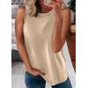 imageBiucly Womens Summer Crewneck Tank Top Casual Loose Sleeveless Tops ShirtsB Khaki