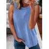 imageBiucly Womens Summer Crewneck Tank Top Casual Loose Sleeveless Tops ShirtsB Sky Blue