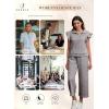 imageSHEWIN 2 Piece Sets Outfits for Women V Neck Collared Ruffle Short Sleeve Polo Shirts Quarter Zip Pullover Tops Lounge SetGray