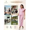 imageSHEWIN 2 Piece Sets Outfits for Women V Neck Collared Ruffle Short Sleeve Polo Shirts Quarter Zip Pullover Tops Lounge SetLight Pink