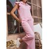 imageSHEWIN 2 Piece Sets Outfits for Women V Neck Collared Ruffle Short Sleeve Polo Shirts Quarter Zip Pullover Tops Lounge SetLight Pink