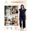 imageSHEWIN 2 Piece Sets Outfits for Women V Neck Collared Ruffle Short Sleeve Polo Shirts Quarter Zip Pullover Tops Lounge SetNavy Blue