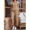 imageSHEWIN 2 Piece Sets Outfits for Women V Neck Collared Ruffle Short Sleeve Polo Shirts Quarter Zip Pullover Tops Lounge SetSmoke Gray