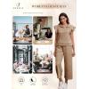 imageSHEWIN 2 Piece Sets Outfits for Women V Neck Collared Ruffle Short Sleeve Polo Shirts Quarter Zip Pullover Tops Lounge SetSmoke Gray