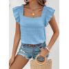 imageSHEWIN Womens Casual Summer Square Neck Tank Tops Sleeveless Ruffle Chiffon Blouses Top ShirtsBeau Blue