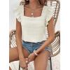 imageSHEWIN Womens Casual Summer Square Neck Tank Tops Sleeveless Ruffle Chiffon Blouses Top ShirtsBeige