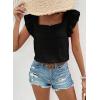 imageSHEWIN Womens Casual Summer Square Neck Tank Tops Sleeveless Ruffle Chiffon Blouses Top ShirtsBlack
