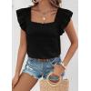 imageSHEWIN Womens Casual Summer Square Neck Tank Tops Sleeveless Ruffle Chiffon Blouses Top ShirtsBlack