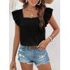 imageSHEWIN Womens Casual Summer Square Neck Tank Tops Sleeveless Ruffle Chiffon Blouses Top ShirtsBlack